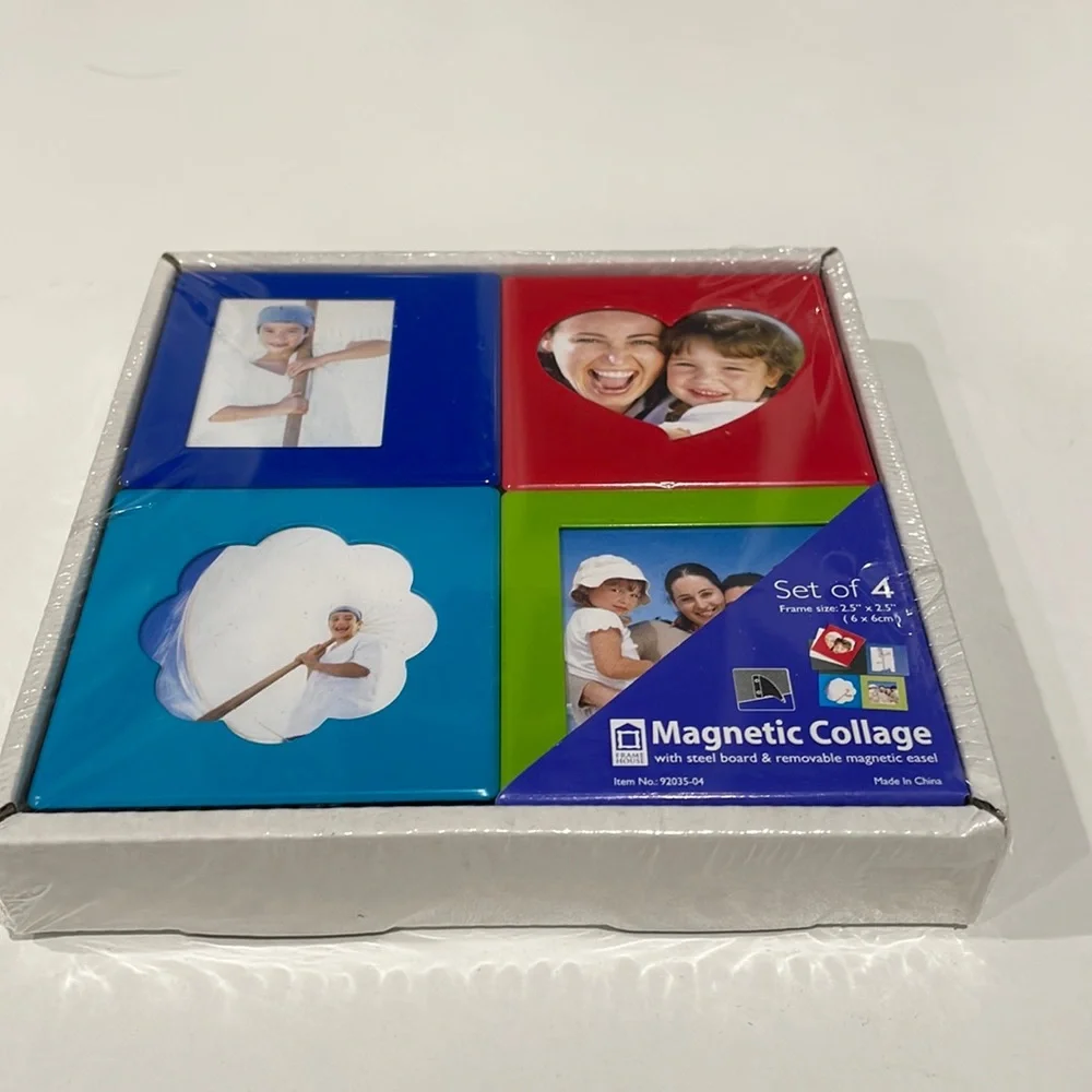 Set of four magnetic frames. 2.5 x 2.5 inches. New in box.